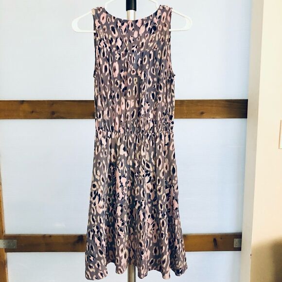 REBECCA Taylor 100% Silk Sleeveless Purple Leopard Animal Print A-Line Dress Sz4 - Picture 5 of 7